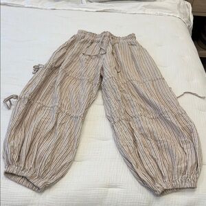 Casual Striped Tan Women's Genie Pants